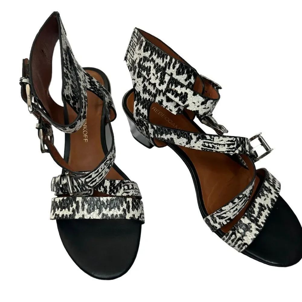 Rebecca Minkoff Snakeskin embossed Leather Strappy Heeled Sandal size 6.5